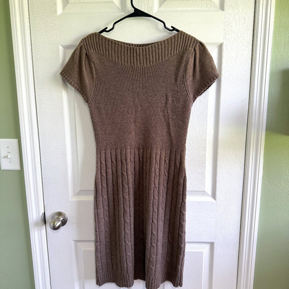 Signature by Sangria Brown Short Sleeve Knit Sweater Women's Dress Size XL